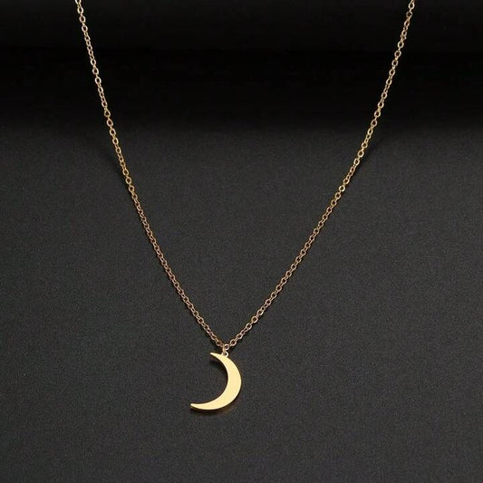 Collana con Luna Crescente in Argento Sterling 925 Placcato in Oro - ROMA GEMS