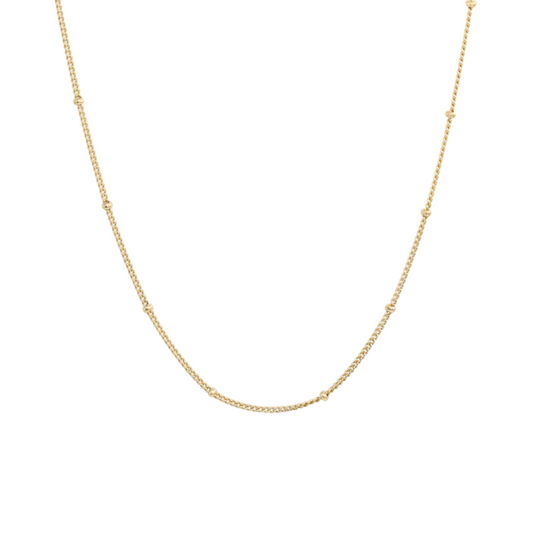 Collana Minimalista a Perline - Argento 925 Placcato Oro 18K, Catena Semplice a Strati per Donna