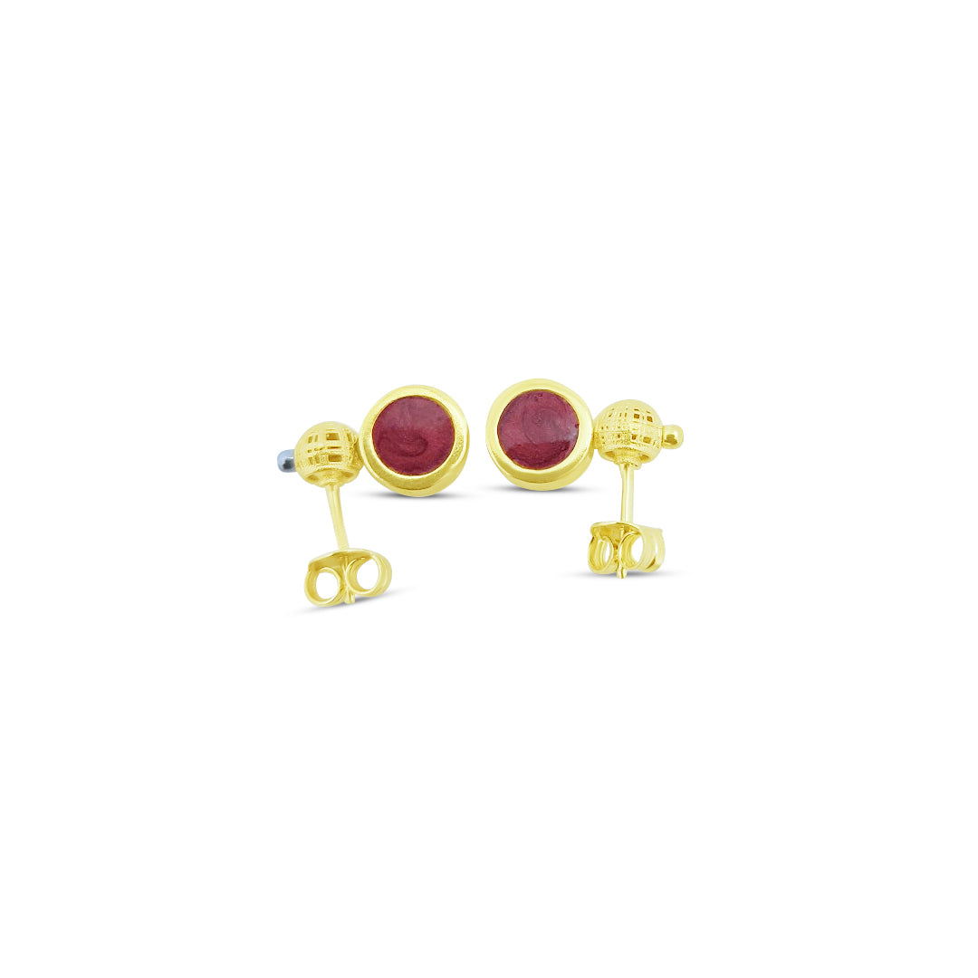 roma gems orecchini a lobo in argento 925 placcati oro 18kt con smalto rosso - made in italy orecchini a lobo in argento 925 placcati oro 18kt con smalto rosso - made in italy