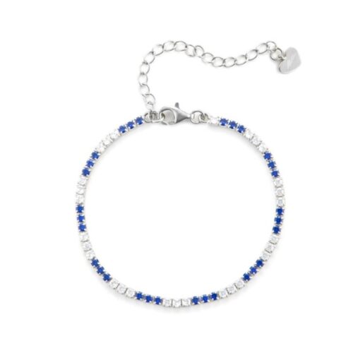 Bracciale Tennis in Argento Sterlingo 925 con Zirconia Cubica Blu e Bianca - ROMA GEMS