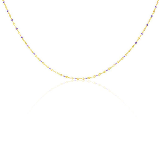 Collana in Argento 925 Placcato Oro 18k con Dettagli Smaltati Viola - Collezione RomaGems - Made in Italy