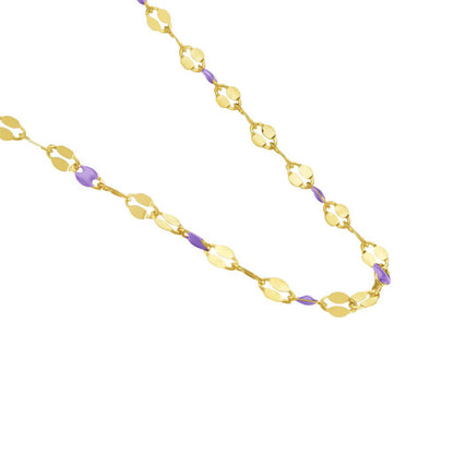 Collana in Argento 925 Placcato Oro 18k con Dettagli Smaltati Viola - Collezione RomaGems - Made in Italy - ROMA GEMS