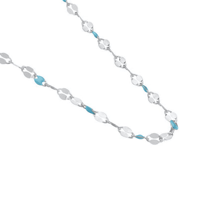 Collana in Argento 925 con Dettagli Smaltati Azzurri - Collezione RomaGems - Made in Italy - ROMA GEMS