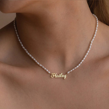 Collana con nome personalizzato in perle d'acqua dolce