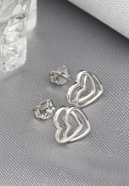 Orecchini Doppio Cuore Intrecciato in Argento Sterling 925 - ROMA GEMS