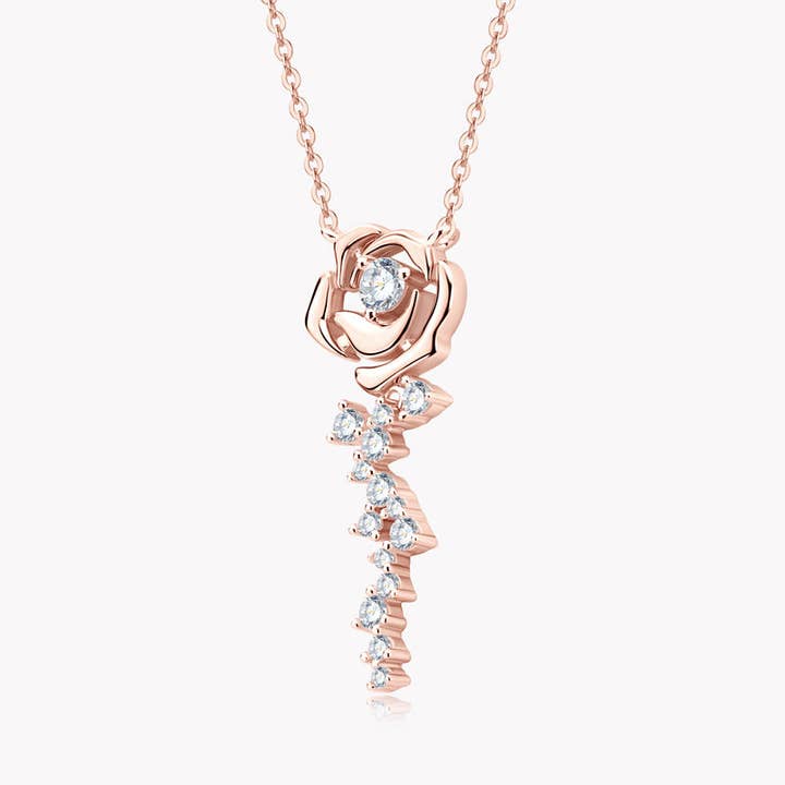 Collana con Ciondolo a Forma di Rosa in Moissanite - ROMA GEMS