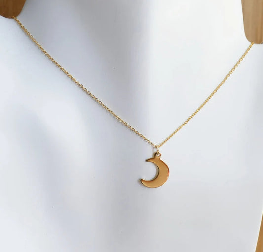 Crescent Moon Gold-Plated Sterling Silver Necklace