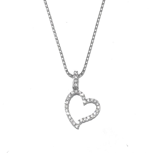 Collana in Argento con Ciondolo Cuore Brillante